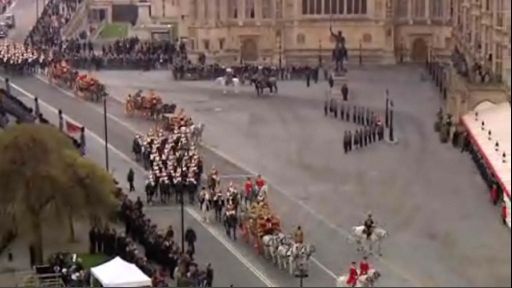 The State Procession arriving at the Houses of Parliament